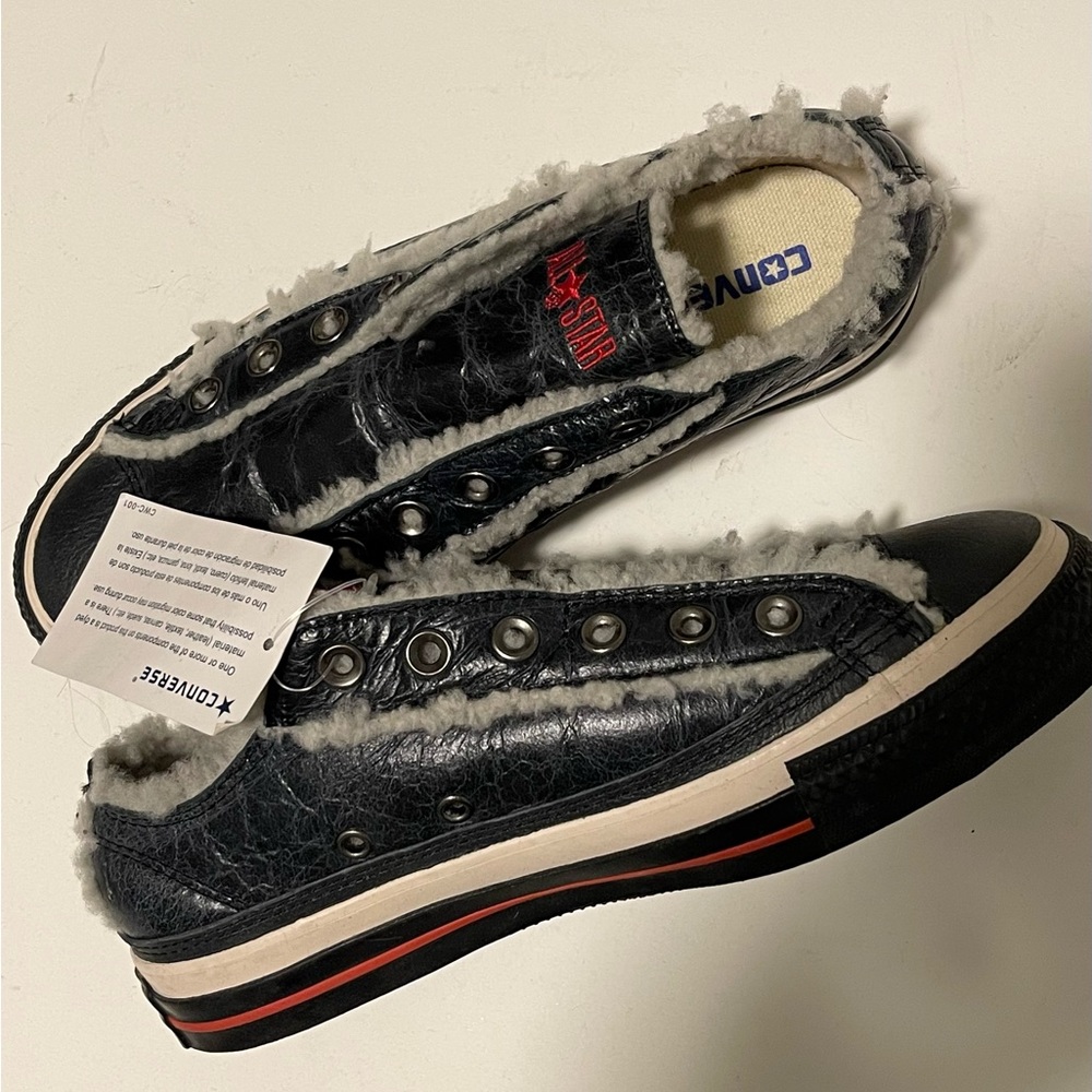 Converse All Star Leather and Wool slip on sneakers women’s size 7 men’s size 5